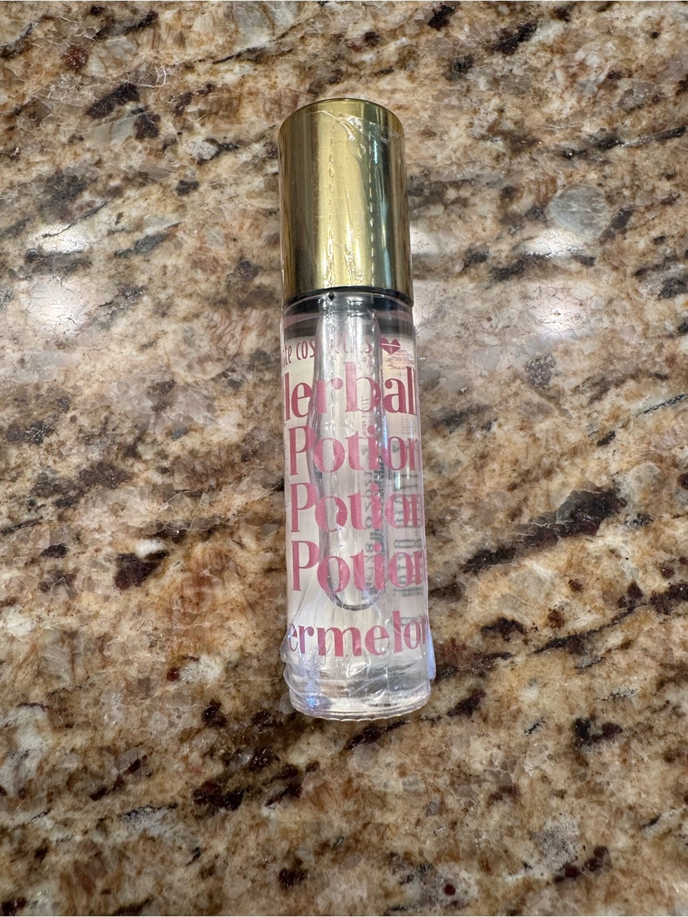 Clear Lip Gloss Roller - Gold Cap - Watermelon